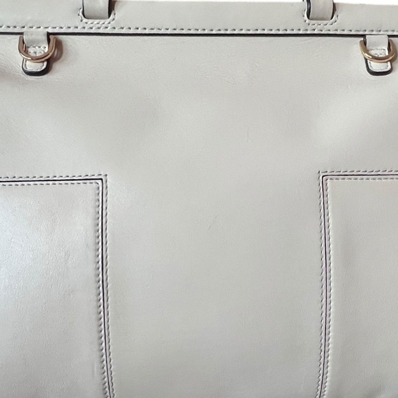 Tory Burch Block T Leather Satchel Ivory Bag Crossbody Strap - Picture 8 of 16